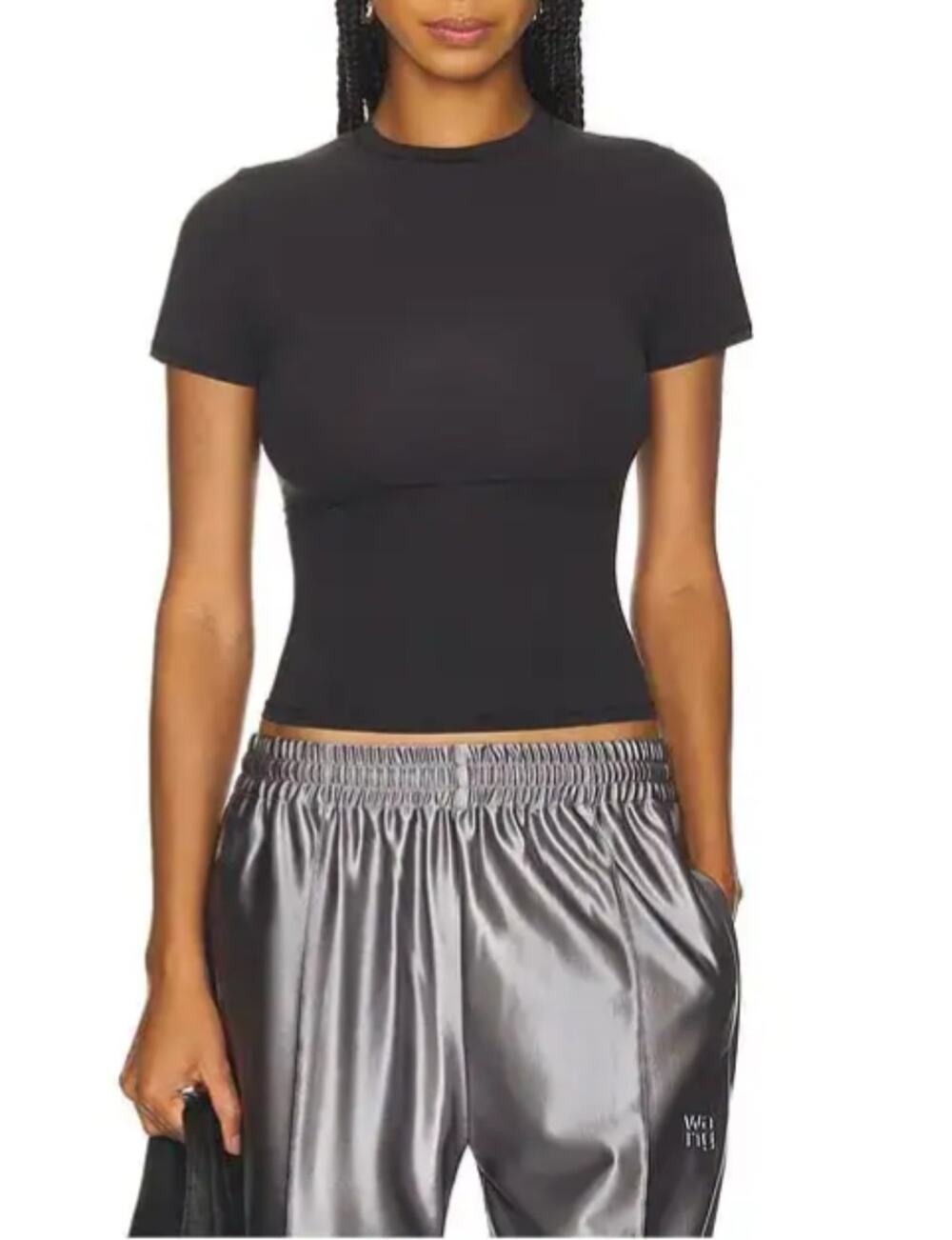NWT SKIMS Relaxed Tees Shrunken T-Shirt Onyx Black Medium Baby Tee